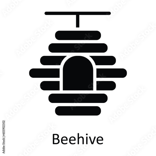 Beehive vector Solid Icon Design illustration. Agriculture Symbol on White background EPS 10 File