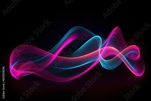 abstract futuristic ribbon background with pink blue glowing neon moving high speed wave lines and bokeh lights. Data transfer concept Fantastic wallpaper, Ai Generative