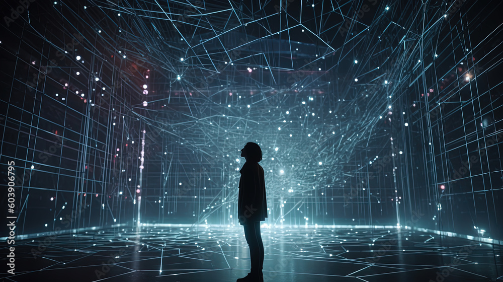 Observing Seamless flow of data using 3D Hologram Network. Ai Generative. Observing Seamless flow of data using 3D Hologram Network. Ai Generative.