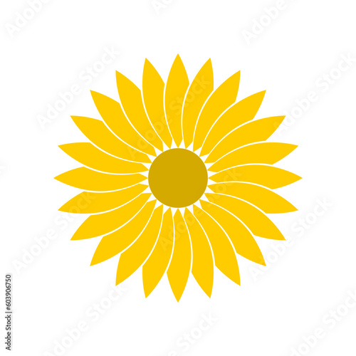 Yellow sunflower blooming icon flat vector design