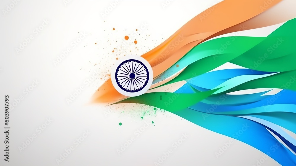 India Flag Illustration for Independence Day india and Republic Day, Generative Ai - obrazy, fototapety, plakaty 