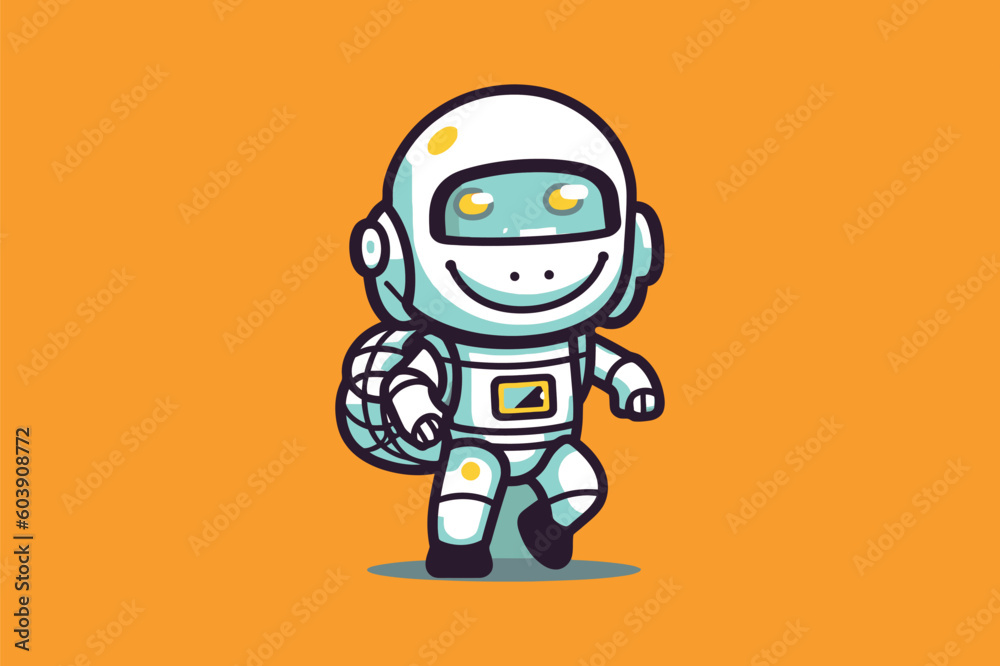 Astronaut cartoon character. Cute and funny vector illustration.
