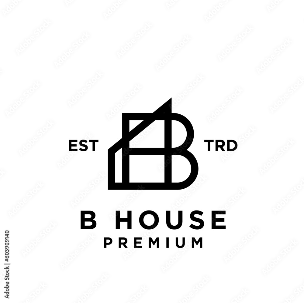 B House minimalist line logo icon design template B House minimalist line logo icon design template