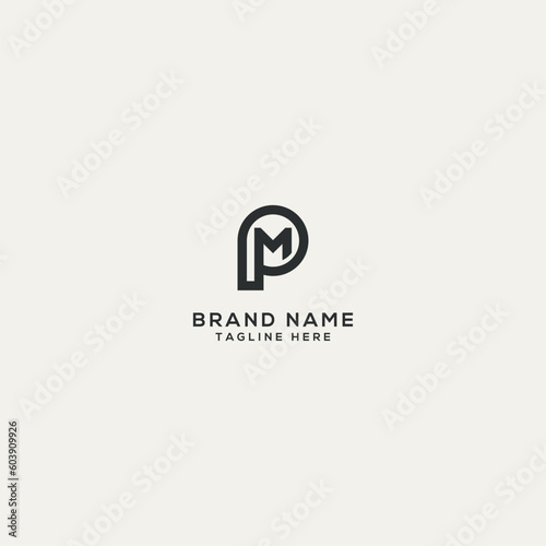 Abstract PM MP letter logo design. Flat vector logo design template element.
