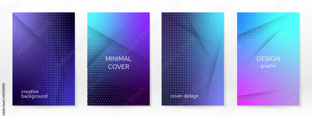Fototapeta premium Minimal Poster. Pastel Soft. Blue Gradient Set.