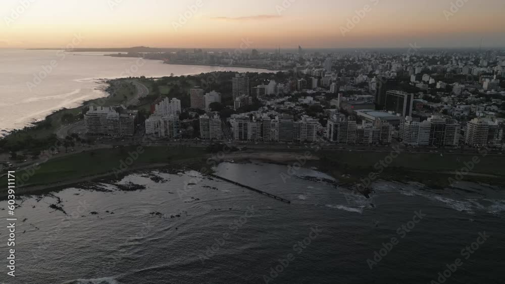 Punta carretta Uruguay Montevideo at sunset aerial view 