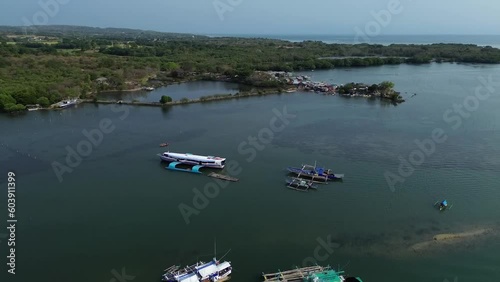 aerial shot of fishing village in batangas calatagan photo