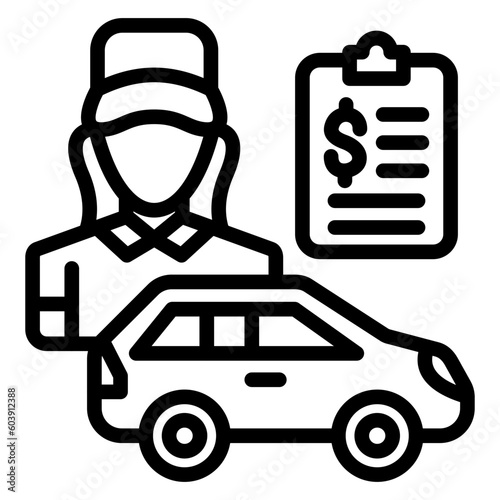 Vector Design Car Saleswoman Icon Style