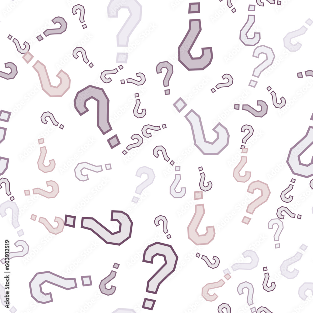 Quiz seamless pattern. Question marks, doubt, faq