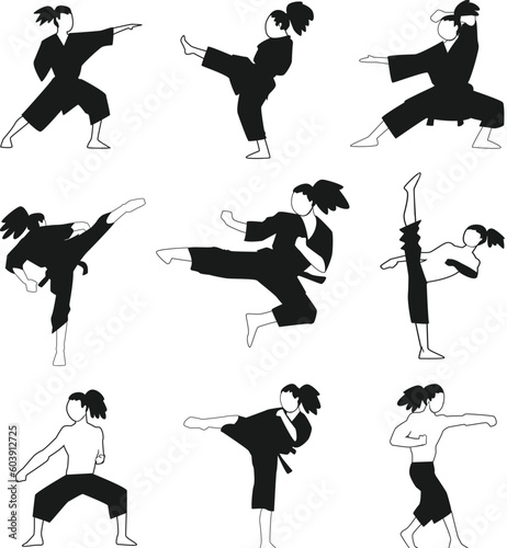 Black silhouette of professional martial arts sports man