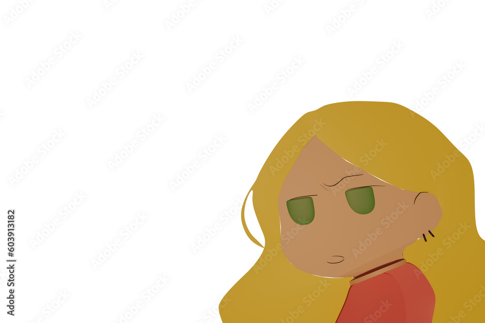 Fototapeta premium Girl, cute, yellow, background, cartoon