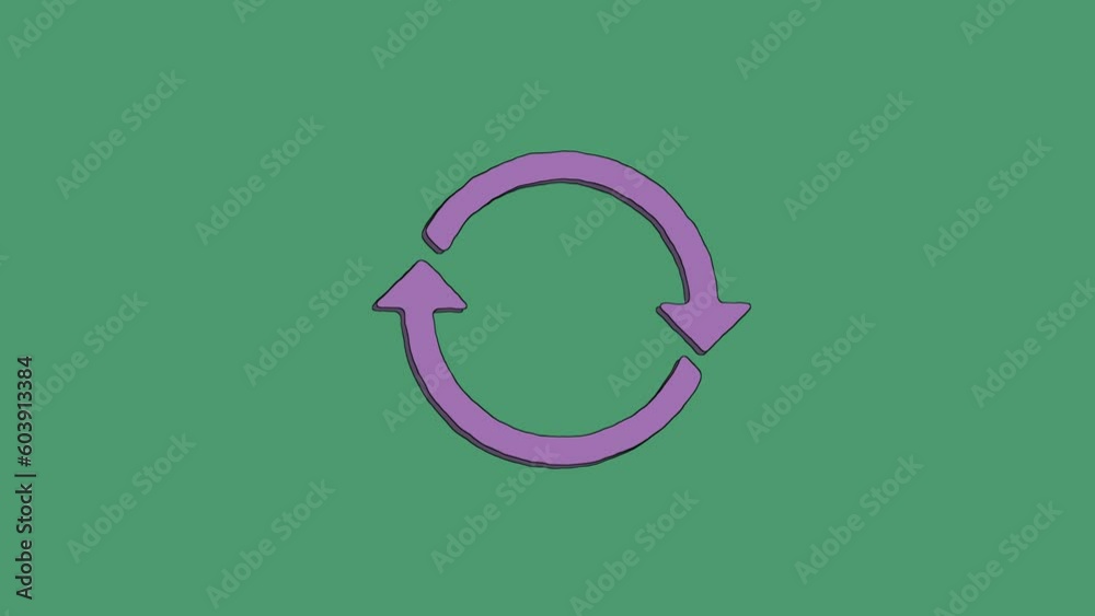 Arrows on a circle on a green background. Cartoon animation. Arrows on a circle on a green background. Cartoon animation.