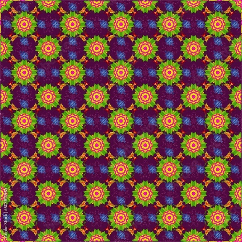 Illustration green purple color flower pattern 