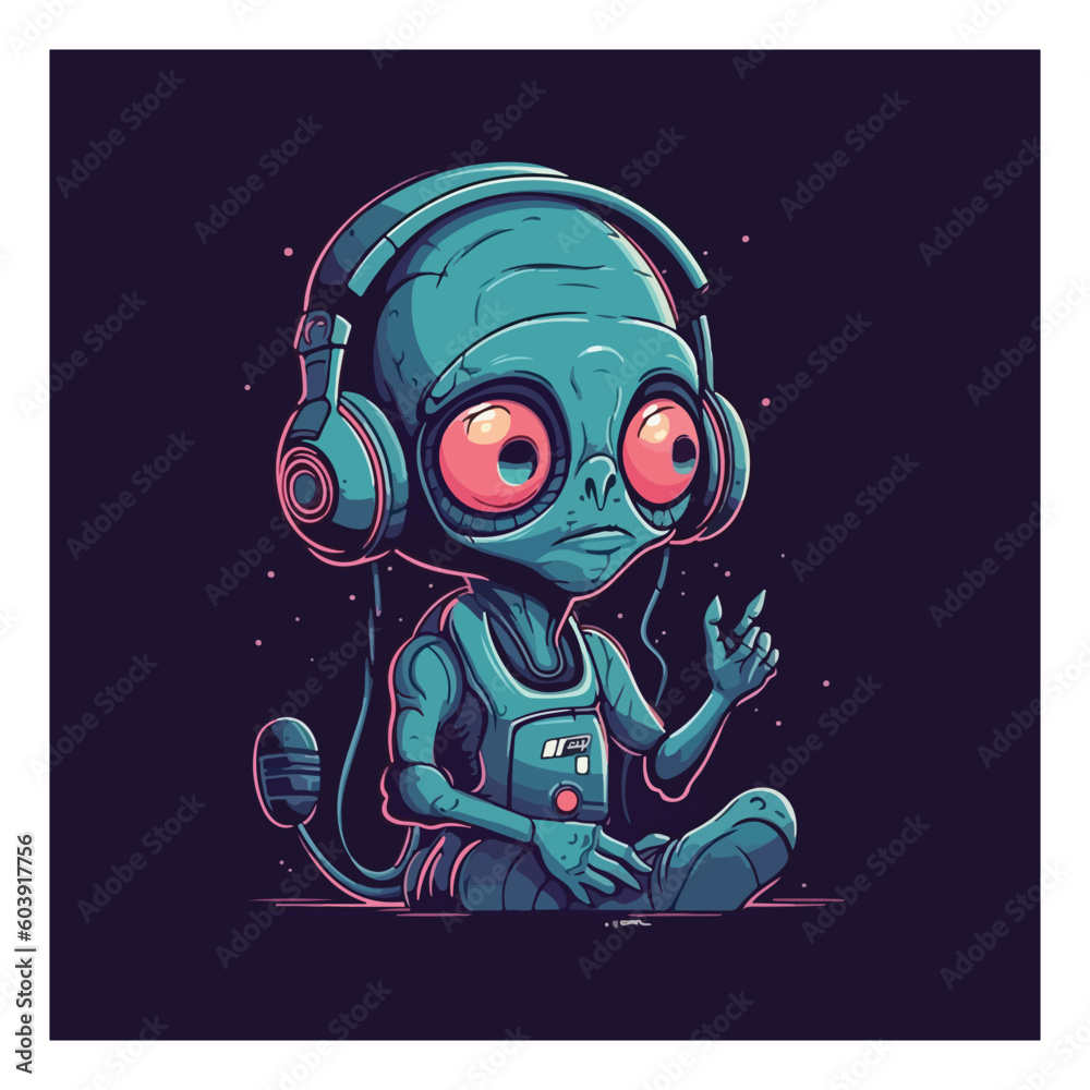 Unique alien mascot character for sci-fi podcast. Unique alien mascot character for sci-fi podcast.