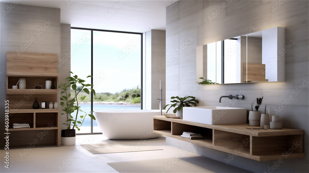 Generative AI, Serene Scandinavian Bathroom Design