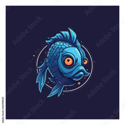 logo for a technology company with a fish mascot.