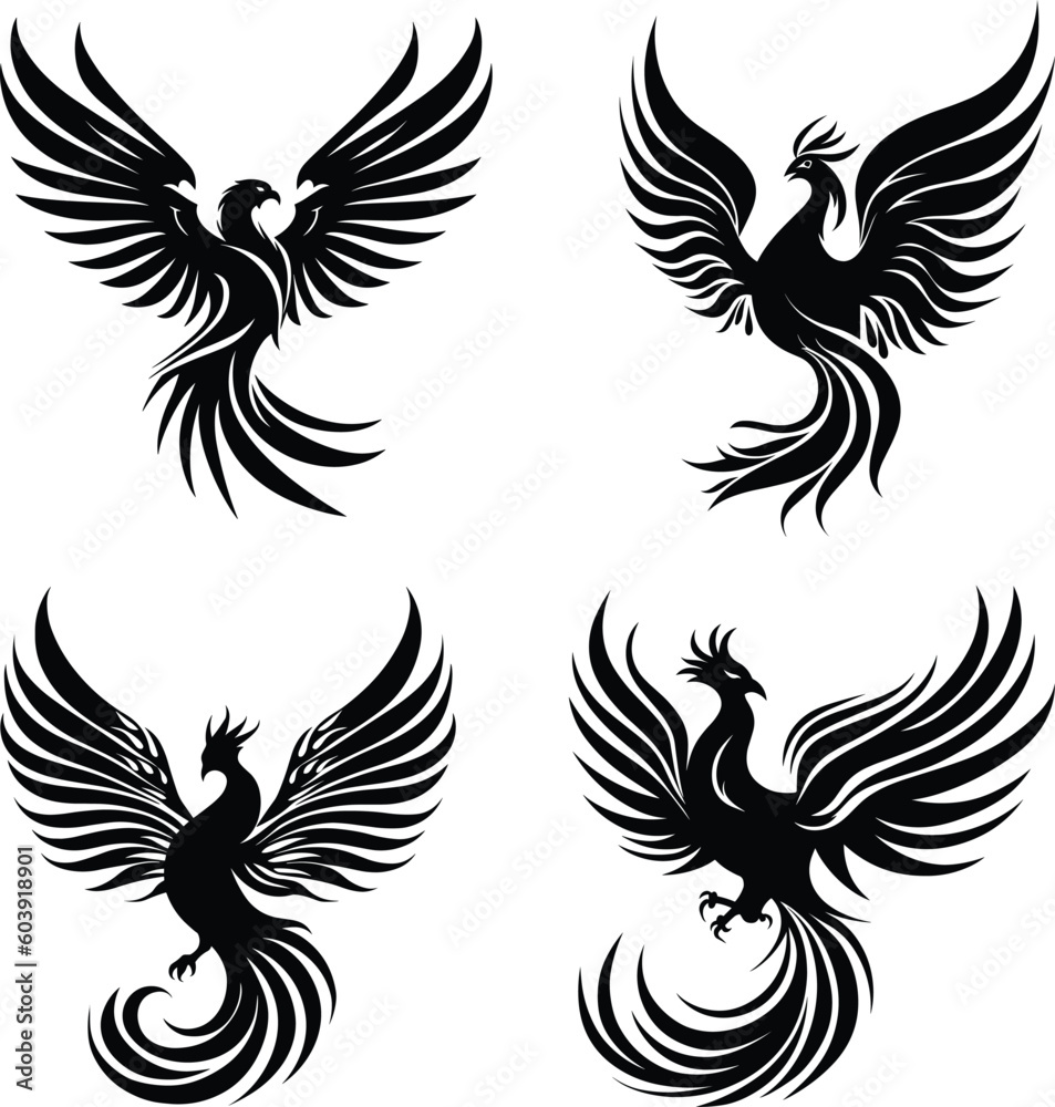 Fototapeta premium A set of four Phoenix icons