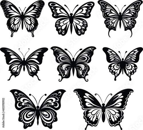 A set of butterflies with different designs