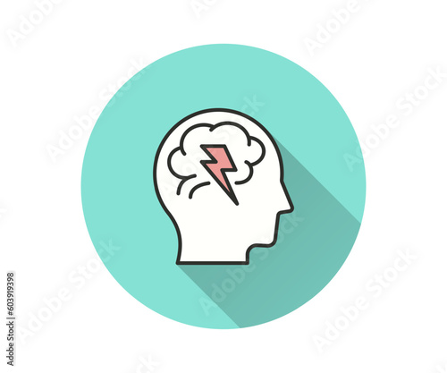 Psychology icon with long shadow for graphic and web design.
