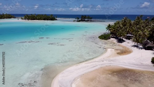 Aerial video of tropical islands in French Polynesia