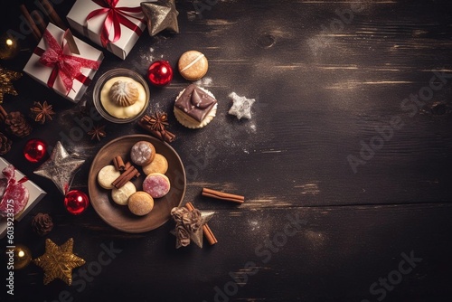 christmas still life with chocolate and nuts