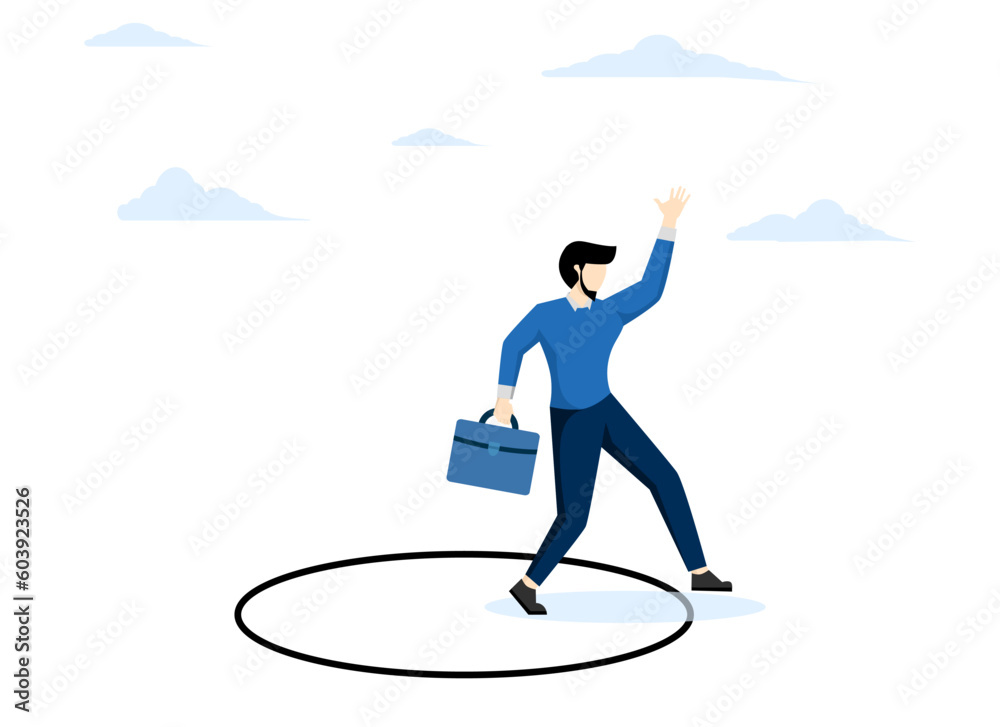Fototapeta premium stepping alone or successfully leaving work to start a new business journey, getting out of the comfort zone or safety zone, entrepreneurs dare to get out of the comfort circle for new success.