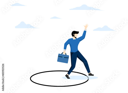 stepping alone or successfully leaving work to start a new business journey, getting out of the comfort zone or safety zone, entrepreneurs dare to get out of the comfort circle for new success.