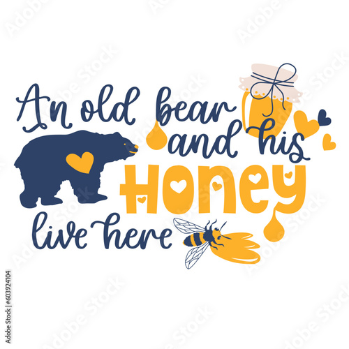 Bee and honey Hand drawn motivation lettering phrase in modern calligraphy style. Inspiration slogan for print and poster design. Vector illustration