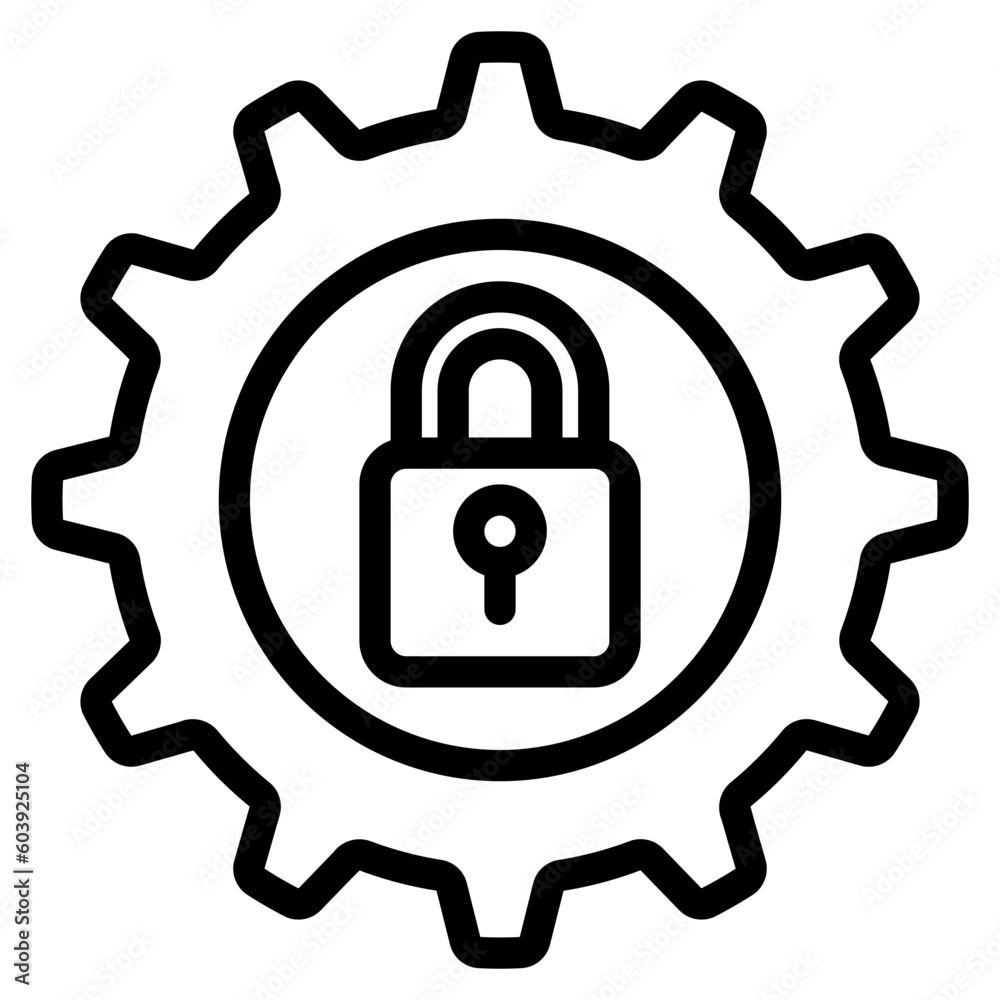 Settings security icon in line style, use for website mobile app presentation Settings security icon in line style, use for website mobile app presentation