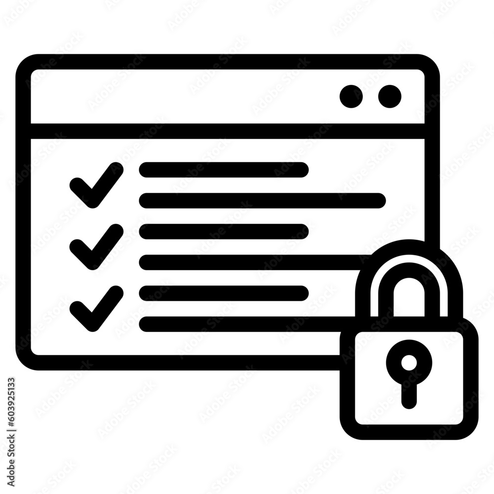 Secure data icon in line style, use for website mobile app presentation Secure data icon in line style, use for website mobile app presentation