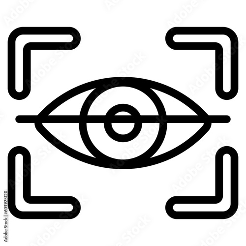 Eye recognition icon in line style, use for website mobile app presentation