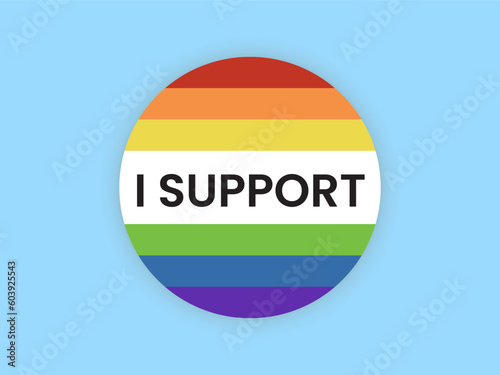 lgbt support sticker with rainbow flag. Vector