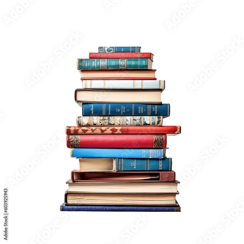 Transparent Background Stack of Books. AI