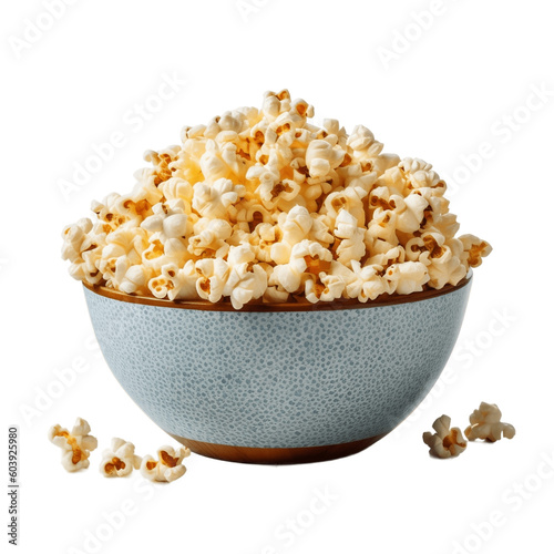 Transparent Background Bowl of Popcorn. AI