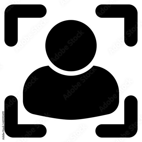 Face recognition icon in solid style, use for website mobile app presentation