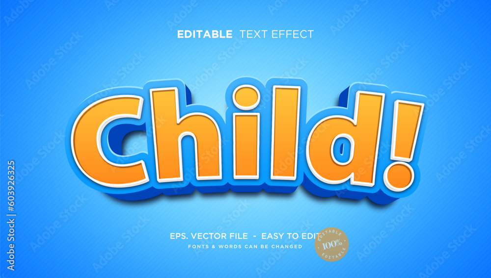 Childish blue editable text effect