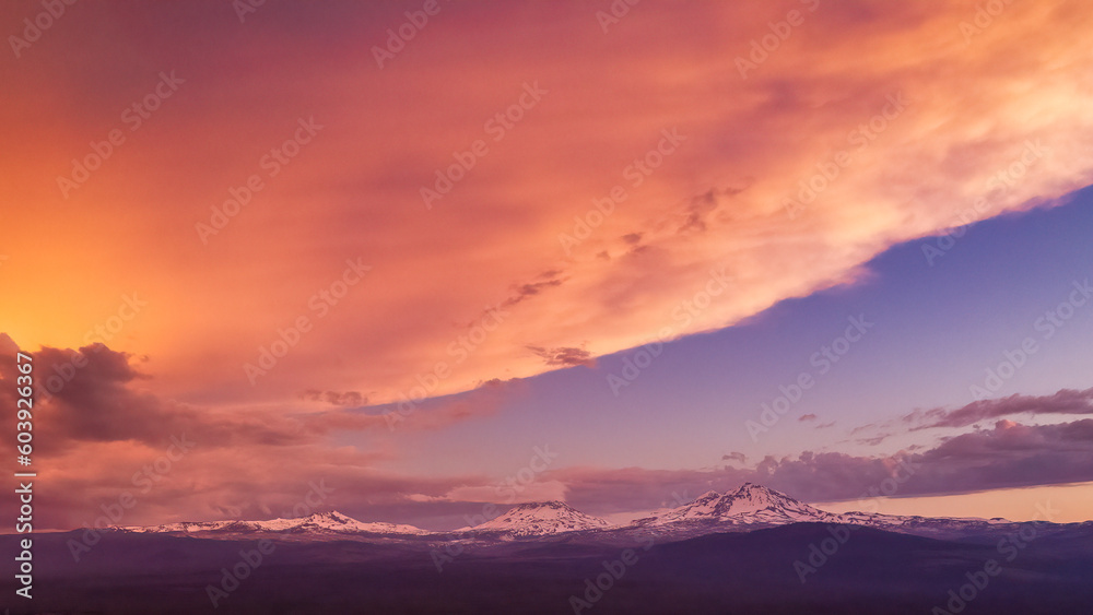 A Cascade Sun Sets over the Cascades in Central Oregon