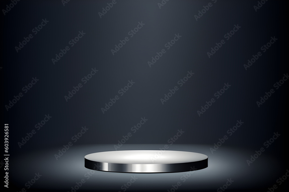 Metallic Product Podium Isolated On Dark Background Metallic Product Podium Isolated On Dark Background
