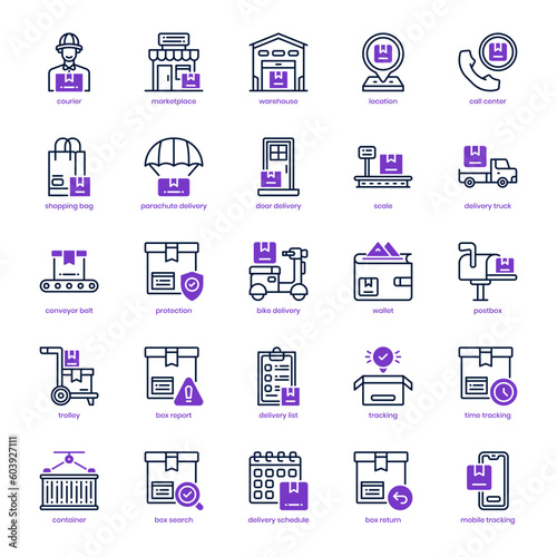 Shop Delivery icon pack for your website design, logo, app, and user interface. Shop Delivery icon mixed line and solid design. Vector graphics illustration and editable stroke. © Yaprativa