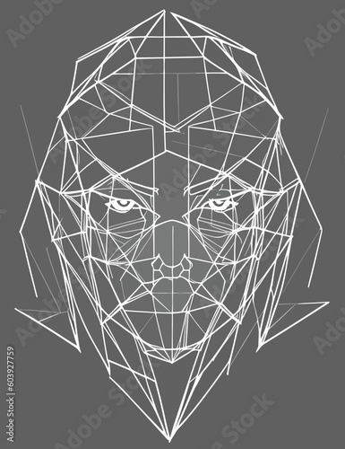 illustration of a cubist human face, vector