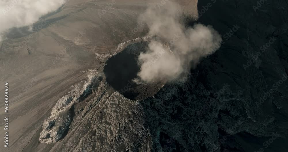 Fuego Volcano eruption in Guatemala, Top down aerial
