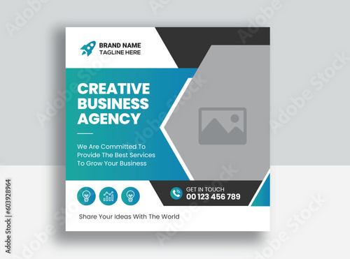 Digital Marketing Agency Online Webinar Social Media Post Design | Corporate Business Promotion Social Media Web Banner, Square Flyer Unique Design Template