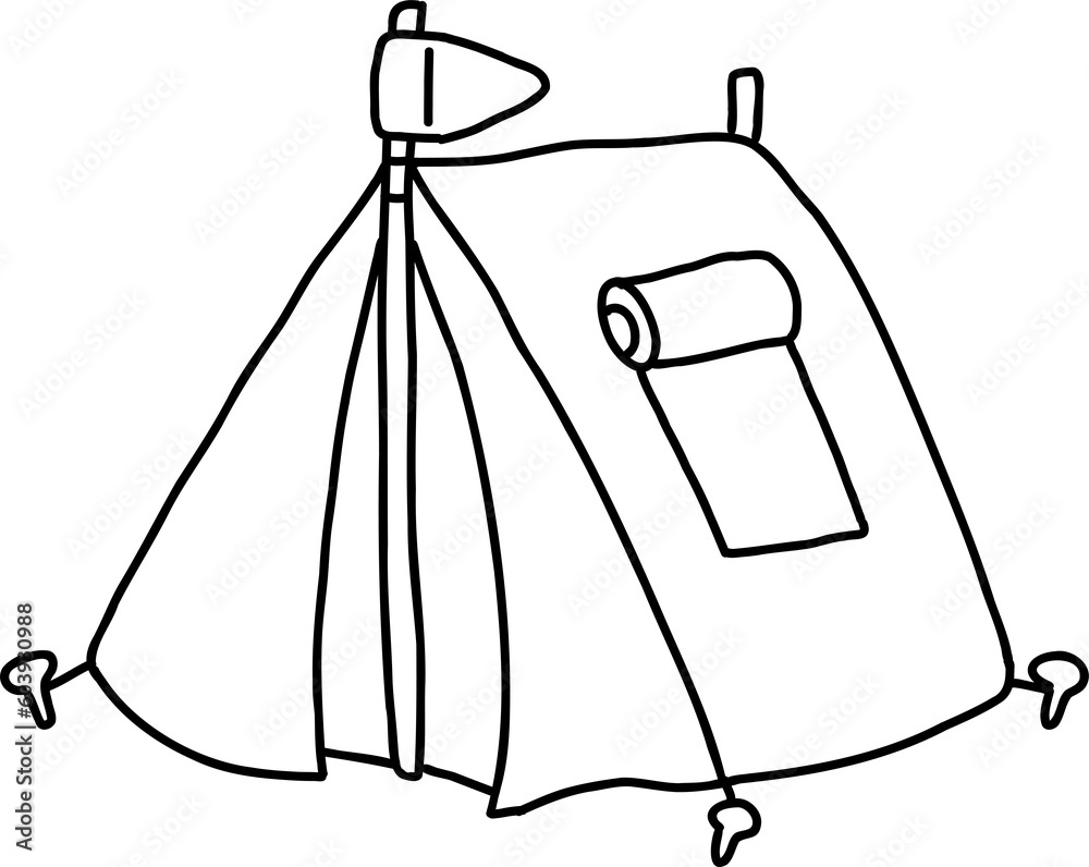 Touristic camping tent hand draw Touristic camping tent hand draw