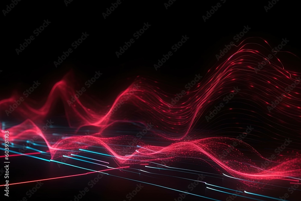 abstract futuristic background with red glowing neon moving high speed wave lines and bokeh lights. Data transfer concept Fantastic wallpaper, Ai Generative abstract futuristic background with red glowing neon moving high speed wave lines and bokeh lights. Data transfer concept Fantastic wallpaper, Ai Generative