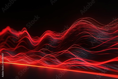 abstract futuristic background with red glowing neon moving high speed wave lines and bokeh lights. Data transfer concept Fantastic wallpaper, Ai Generative