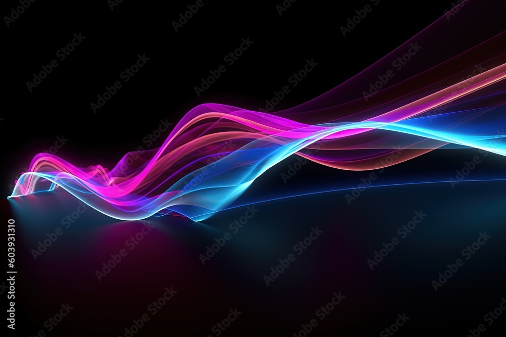 abstract futuristic background with pink blue glowing neon moving high speed wave lines and bokeh lights. Data transfer concept Fantastic wallpaper, Ai Generative abstract futuristic background with pink blue glowing neon moving high speed wave lines and bokeh lights. Data transfer concept Fantastic wallpaper, Ai Generative
