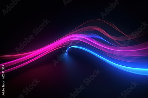 abstract futuristic background with pink blue glowing neon moving high speed wave lines and bokeh lights. Data transfer concept Fantastic wallpaper, Ai Generative
