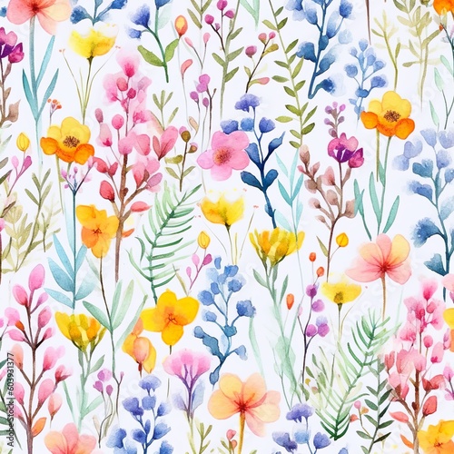 watercolor-style pastel wild flowers patterns 