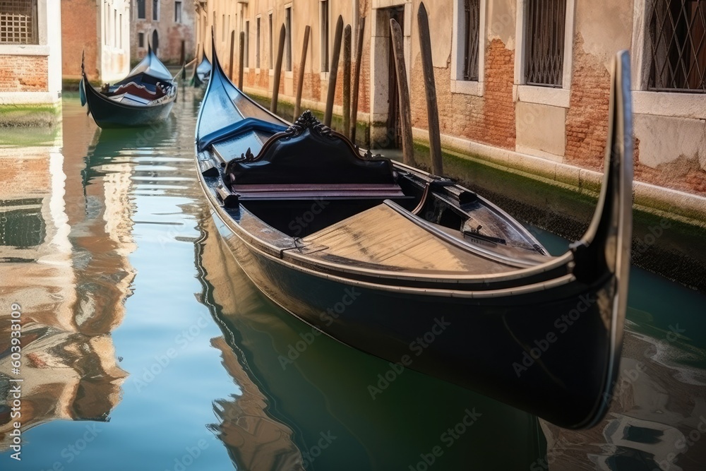 Canal with gondola in Venice, Italy. Generative AI