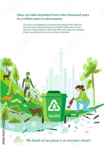People sorting garbage. Men and women separate waste and throwing trash into recycling bins. Ecology Secondary use of garbage sorting,waste separation.